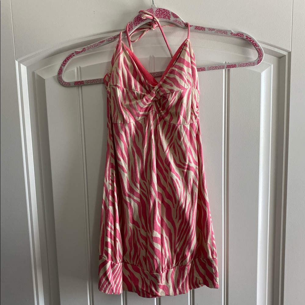 Pink zebra halter